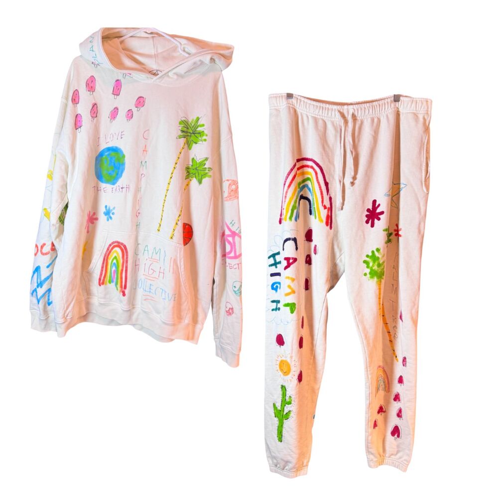 Camp High Collective One of a Kind Hand Painted Hoodie Sweatpants Set 2XL